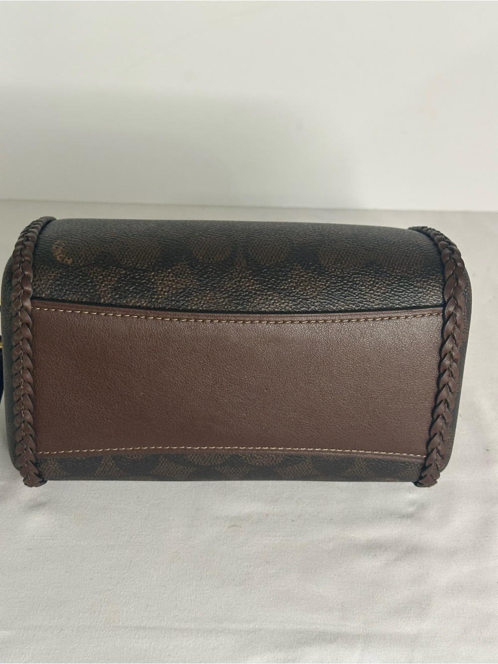 Coach Mini Braided Rowan Crossbody Bag In Walnut Signature Canvas Satchel CCF30 - Picture 6 of 8